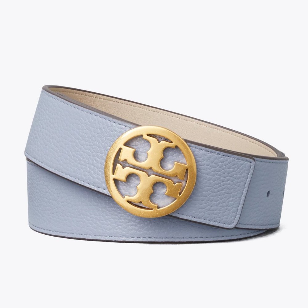 COPY - Tory Burch Reversible Logo WIDE 1 1/2" Belt Blue Blue Beige Cloud Blue L…